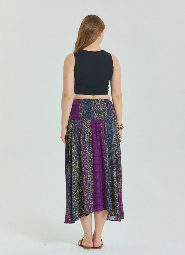 Purple Plus Size Skirt with Waist Tie 4596